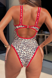 Sexy Leopard Print Backless Swimwears
