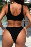 Sexy Solid Color Metal Accessories Trim Swimwears