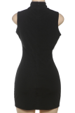 Sexy Solid Color Hollow Out O Neck Wrapped Skirt Dresses