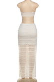 Sexy Solid Color Strap Design Strapless Sleeveless Two Pieces