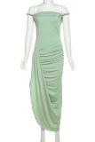 Sexy Solid Color Slit Off Shoulder Long Dresses