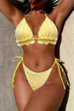 Sexy Solid Color Backless Strap Design Swimwears