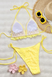Sexy Solid Color Backless Strap Design Swimwears