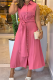 Casual Solid Color Buckle Strap Design Turndown Collar Long Dresses