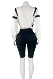 Casual Stripe Draw String Zipper Zipper Collar Long Sleeve Two Pieces