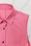 Casual Solid Color Buckle Strap Design Turndown Collar Long Dresses