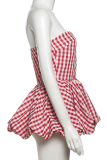 Sexy Plaid Backless Strapless Tops