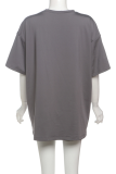 Casual Letters Patchwork O Neck Short Sleeve Two Pieces