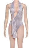 Sexy Print Backless Deep V Neck Sleeveless Two Pieces
