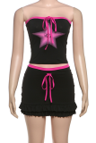 Sexy Print Draw String Strapless Sleeveless Two Pieces
