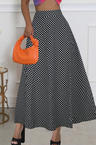 Casual Polka Dot Patchwork Loose High Waist Speaker Full Print Bottoms