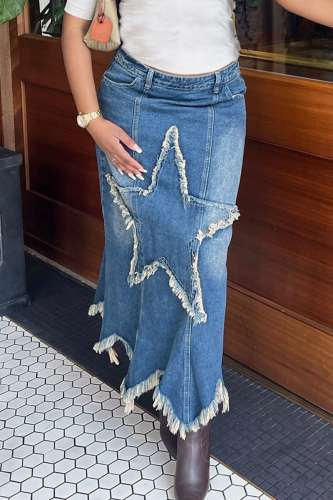 Casual Solid Color Patchwork Straight Mid Waist Patchwork Bottoms