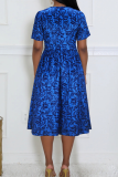 Casual Print Patchwork V Neck Long Plus Size Dresses