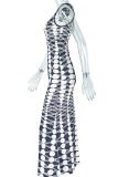 Sexy Print Backless Spaghetti Strap Long Dresses