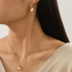 Pendant Necklace And Circle Drop Earrings Set For Women