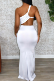 Elegant Solid Color Hollow Out Strapless Long Dresses