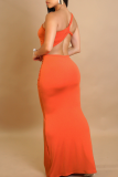 Elegant Solid Color Hollow Out Strapless Long Dresses