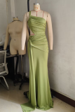 Elegant Solid Color Hollow Out Strapless Long Dresses