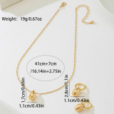 Pendant Necklace And Circle Drop Earrings Set For Women