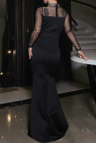 Prom Solid Color Hot Drill O Neck Long Dresses