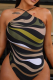 Sexy Print Patchwork Spaghetti Strap Skinny Bodysuits