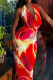 Sexy Print Backless V Neck Long Dresses