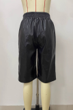 Casual Solid Color Pocket Straight Mid Waist Conventional Patchwork Bottoms