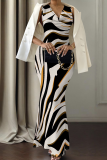 Elegant Print V Neck Long Dresses