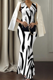 Elegant Print V Neck Long Dresses