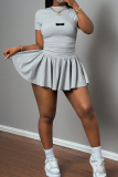 Sexy Letters Patchwork O Neck Short Sleeve Two Pieces