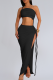 Sexy Solid Color High Slit Ruched Strapless Long Dresses