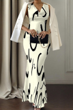 Elegant Print V Neck Long Dresses