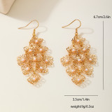 Elegant Leaves Pearls Decor Flower Shape Earrings