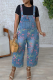 Casual Flowers Pocket Sleeveless Loose Denim Jumpsuits