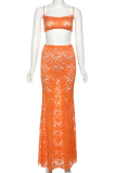 Sexy Solid Color Patchwork Spaghetti Strap Sleeveless Two Pieces