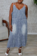 Sexy Solid Color Pocket Spaghetti Strap Sleeveless Loose Denim Dresses