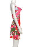 Sexy Print Backless Spaghetti Strap Wrapped Skirt Dresses