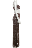 Sexy Solid Color Patchwork Spaghetti Strap Sleeveless Two Pieces