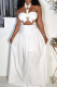 Sexy Solid Color Hollow Out Halter Sleeveless Two Pieces