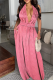 Casual Solid Color Pocket Backless With Belt Halter Loose Jumpsuits