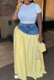 Casual Plaid High Slit Loose Mid Waist Patchwork Bottoms