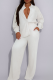 Casual Solid Color Buckle Turndown Collar Long Sleeve Two Pieces