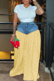 Casual Plaid Patchwork Loose Mid Waist Wide Leg Patchwork Bottoms