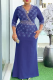 Elegant Solid Color Hot Drill Zipper V Neck Long Plus Size Dresses