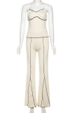 Casual Solid Color Ruched Contrast Spaghetti Strap Sleeveless Two Pieces