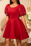 Elegant Solid Color Beading O Neck Evening Dresses