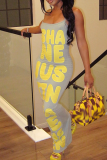 Sexy Casual Letters Spaghetti Strap Long Dresses