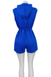 Casual Solid Color Draw String Zipper Zipper Collar Regular Rompers