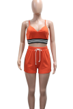 Sexy Casual Strap Design Contrast Spaghetti Strap Sleeveless Two Pieces
