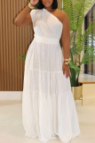 Casual Solid Color Patchwork Oblique Collar Long Dresses